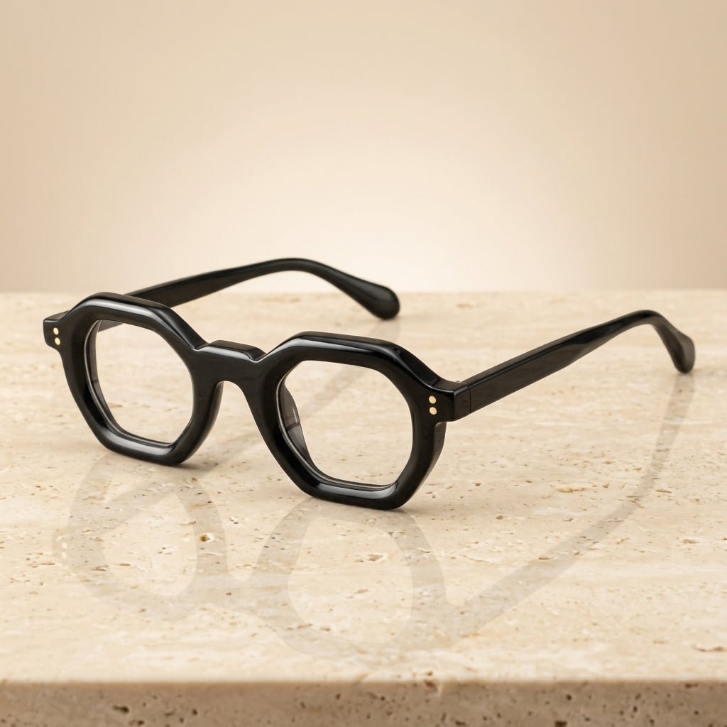 Vicky Unisex Full Rim Flat Top Hexagon Acetate Reading Glasses 629002
