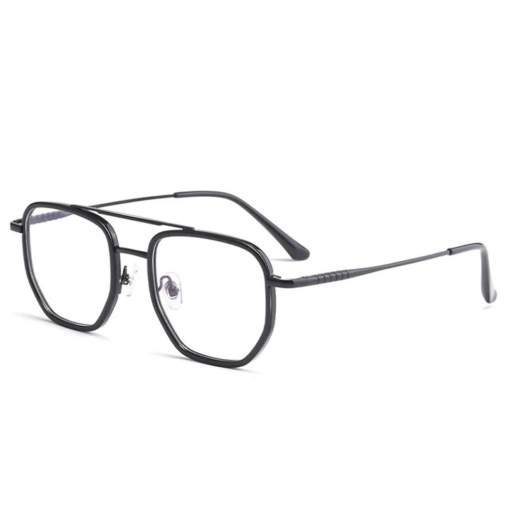 Vicky Unisex Full Rim Oval Double Bridge Titanium Reading Glasses 621361 - L1361-BLACK