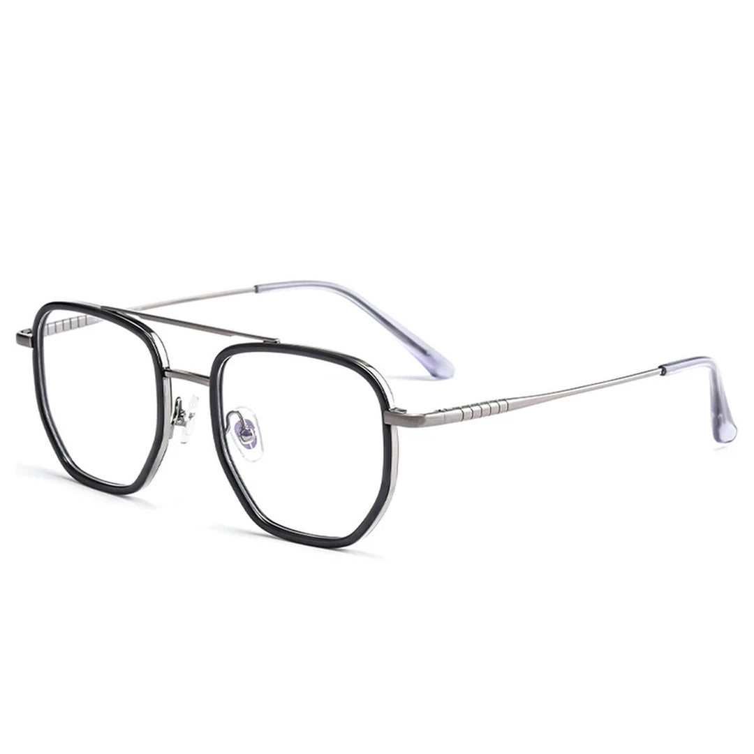 Vicky Unisex Full Rim Oval Double Bridge Titanium Reading Glasses 621361 - L1361-BLK-GRAY