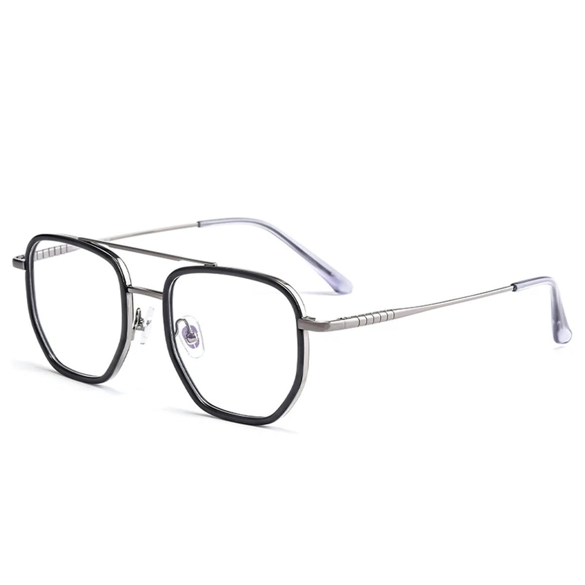 Vicky Unisex Full Rim Oval Double Bridge Titanium Reading Glasses 621361 - L1361-BLK-GRAY