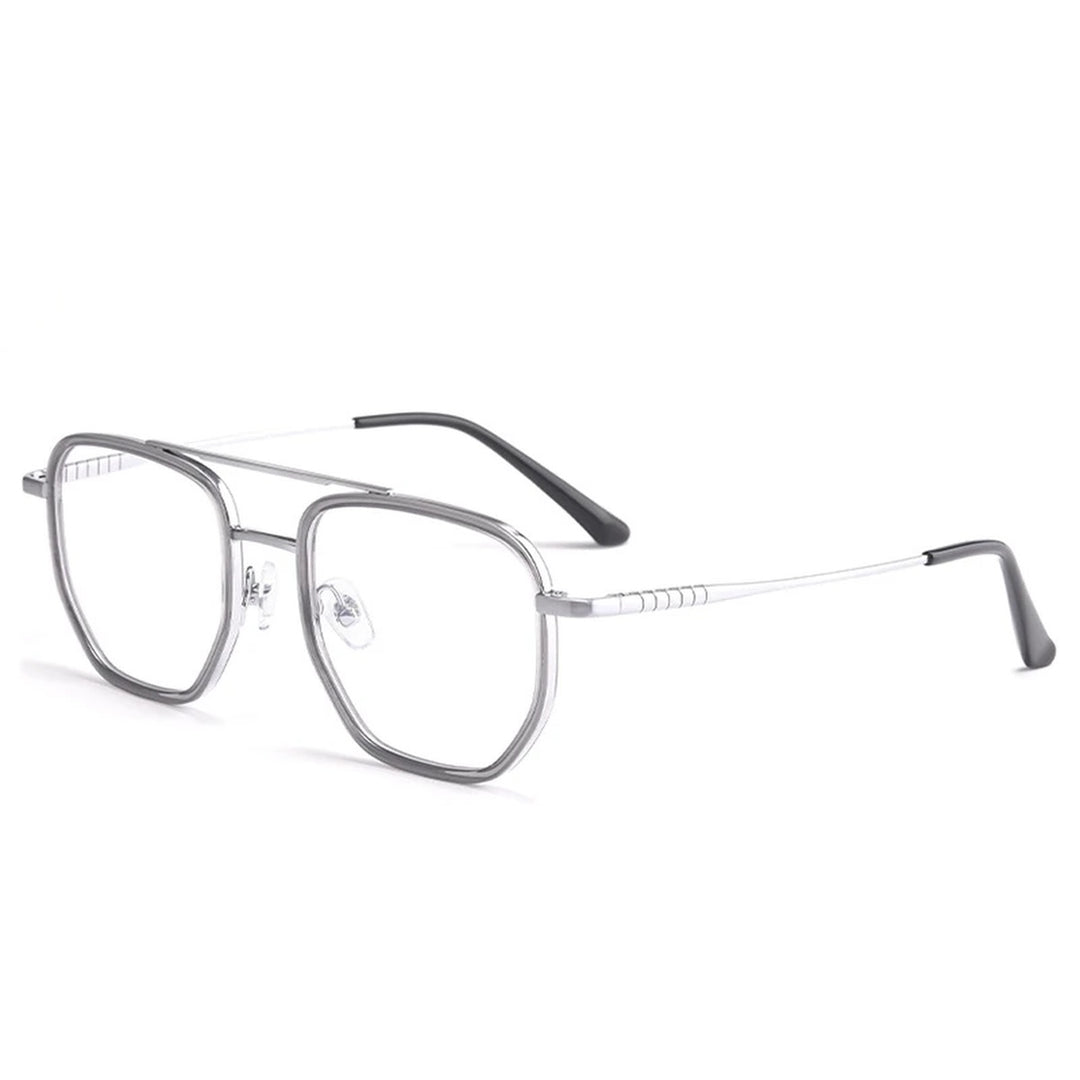Vicky Unisex Full Rim Oval Double Bridge Titanium Reading Glasses 621361 - L1361-SILVER