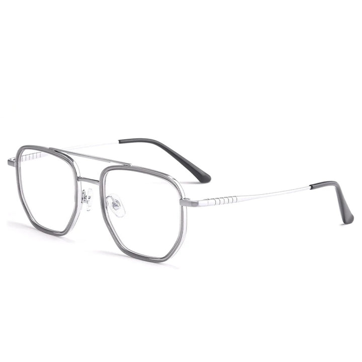 Vicky Unisex Full Rim Oval Double Bridge Titanium Reading Glasses 621361 - L1361-SILVER