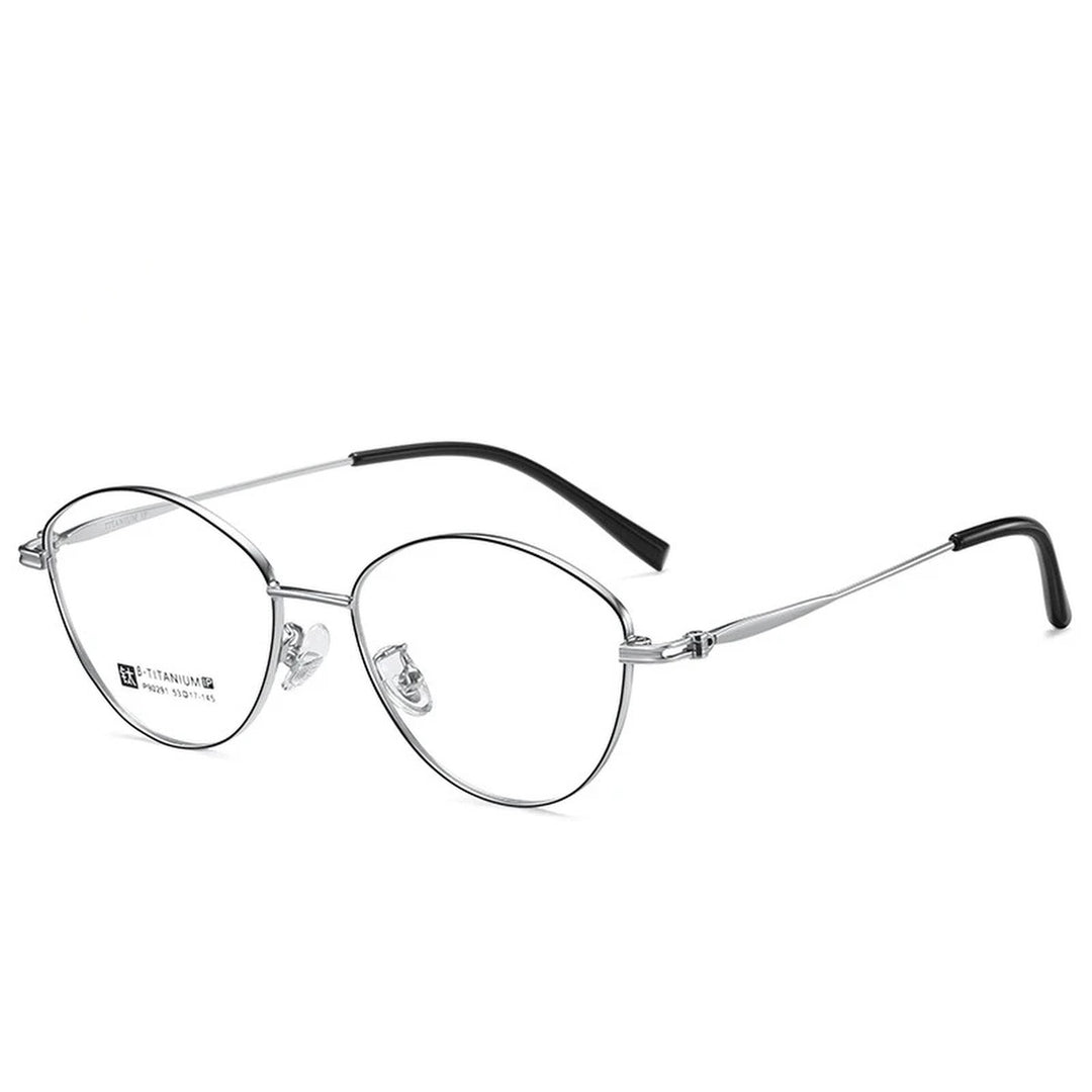 Vicky Unisex Full Rim Oval Eye Titanium Reading Glasses 690291 - PZ-90291-BLK-SLV