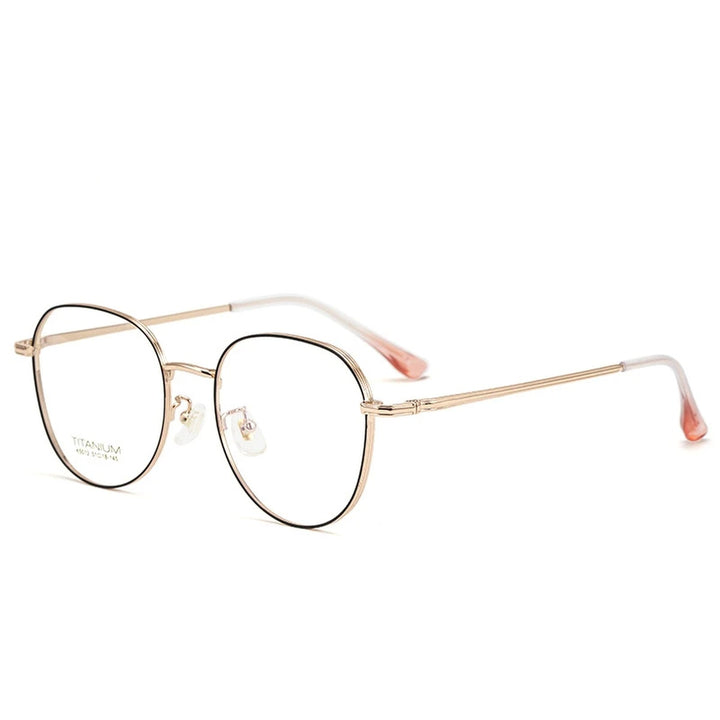Vicky Unisex Full Rim Oval Square Titanium Reading Glasses 630250 - 02-K5012-GD-BK