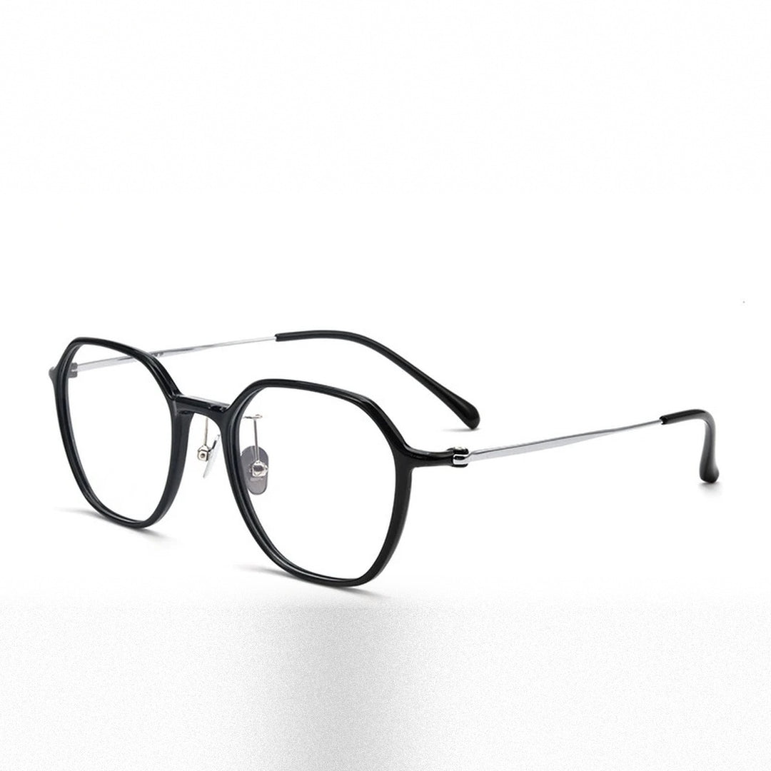 Vicky Unisex Full Rim Polygon Tr 90 Titanium Reading Glasses 91063 - L9106Y-black