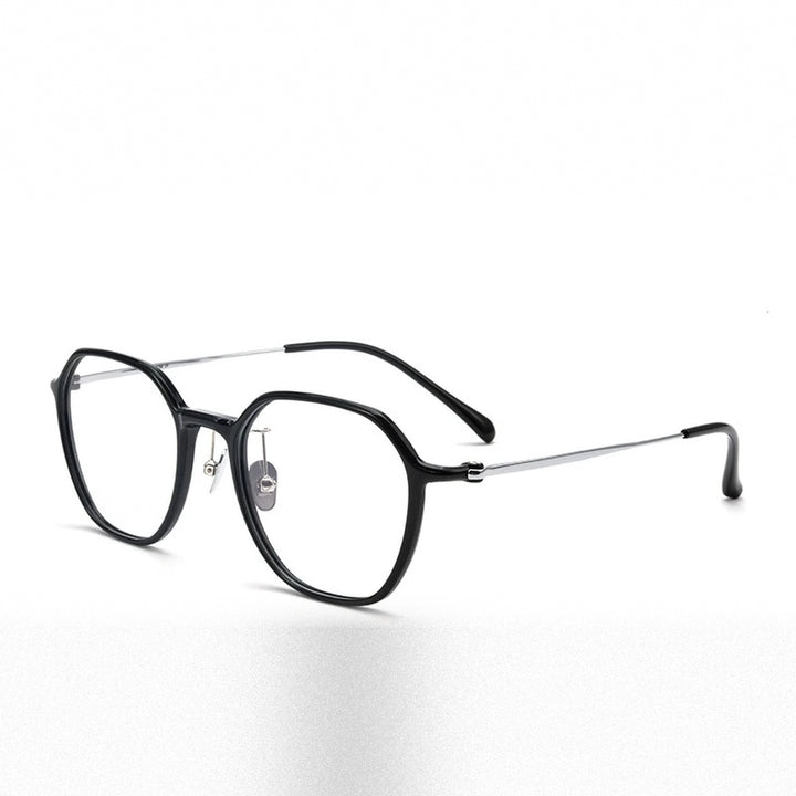 Vicky Unisex Full Rim Polygon Tr 90 Titanium Reading Glasses 91063 - L9106Y-black