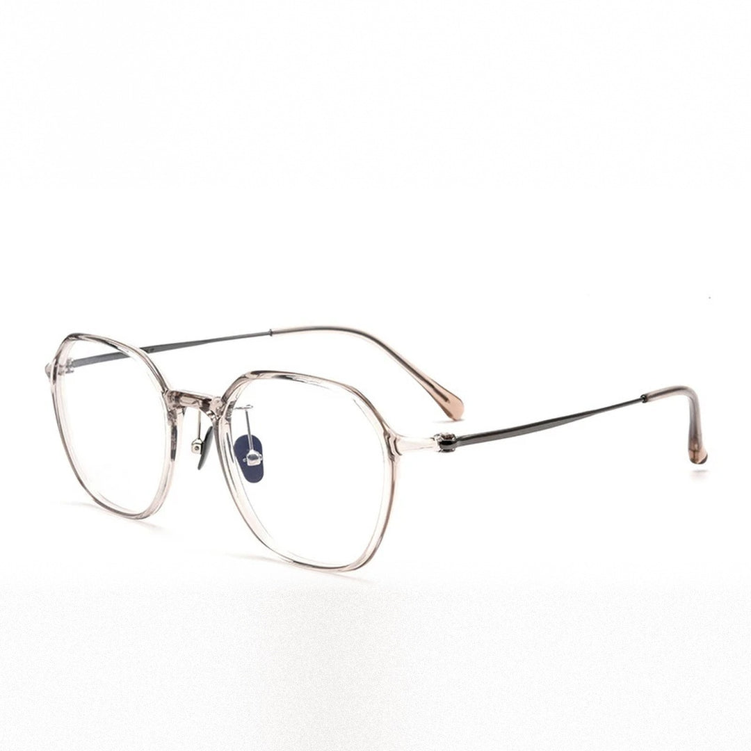 Vicky Unisex Full Rim Polygon Tr 90 Titanium Reading Glasses 91063 - L9106Y-brown