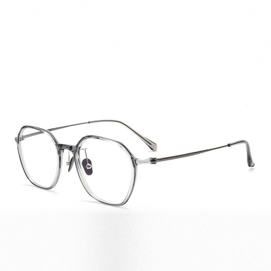 Vicky Unisex Full Rim Polygon Tr 90 Titanium Reading Glasses 91063 - L9106Y-gray