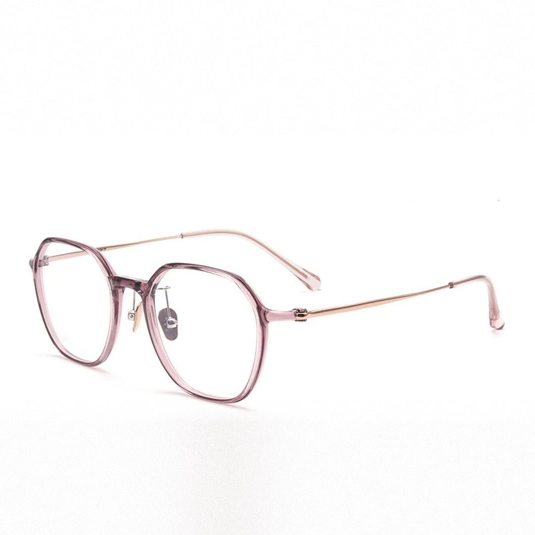 Vicky Unisex Full Rim Polygon Tr 90 Titanium Reading Glasses 91063 - L9106Y-purple