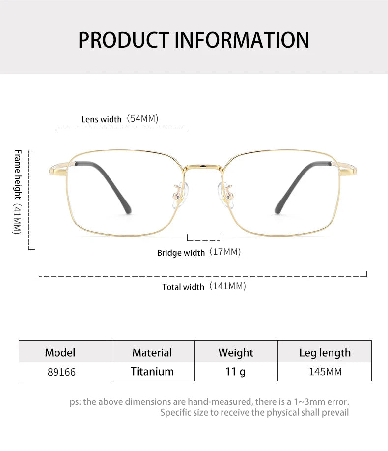 Vicky Unisex Full Rim Rectangle Blue Light Prescription Eyeglasses 89166 - Size Chart Scheda Tecnica