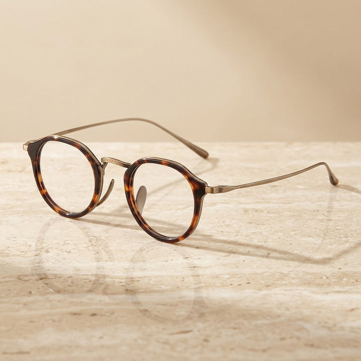 Vicky Unisex Full Rim Round Acetate Blue Light Prescription Eyeglasses KMN1113