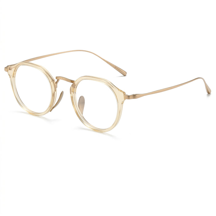 Vicky Unisex Full Rim Round Acetate Blue Light Prescription Eyeglasses KMN1113 - KMN1113-C71