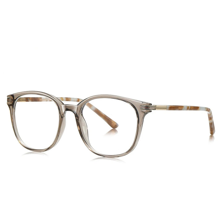 Vicky Unisex Full Rim Round Square Tr 90 Alloy Reading Glasses 77216 - LS216-C5