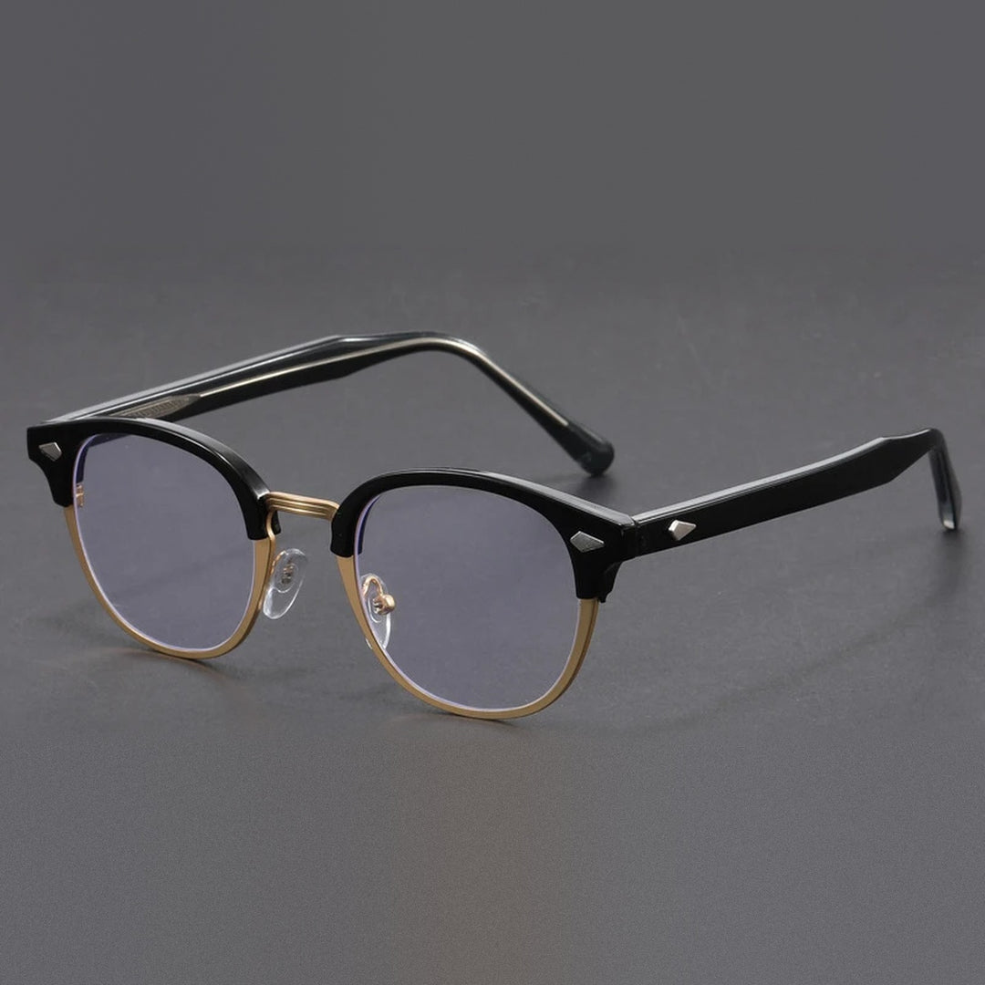 Vicky Unisex Full Rim Round Tr 90 Titanium Reading Glasses 10306 - 1030-black gold
