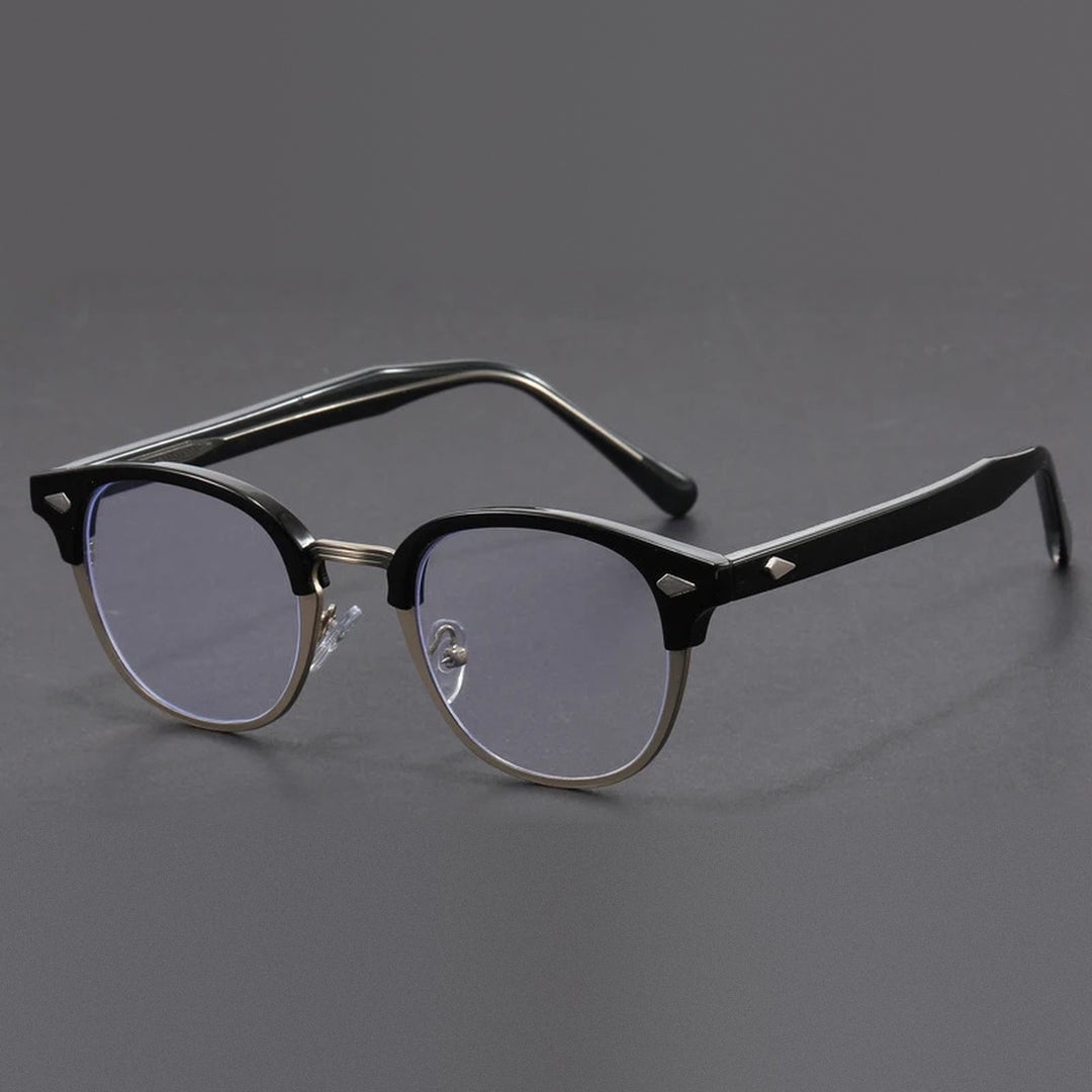 Vicky Unisex Full Rim Round Tr 90 Titanium Reading Glasses 10306 - 1030-black silver