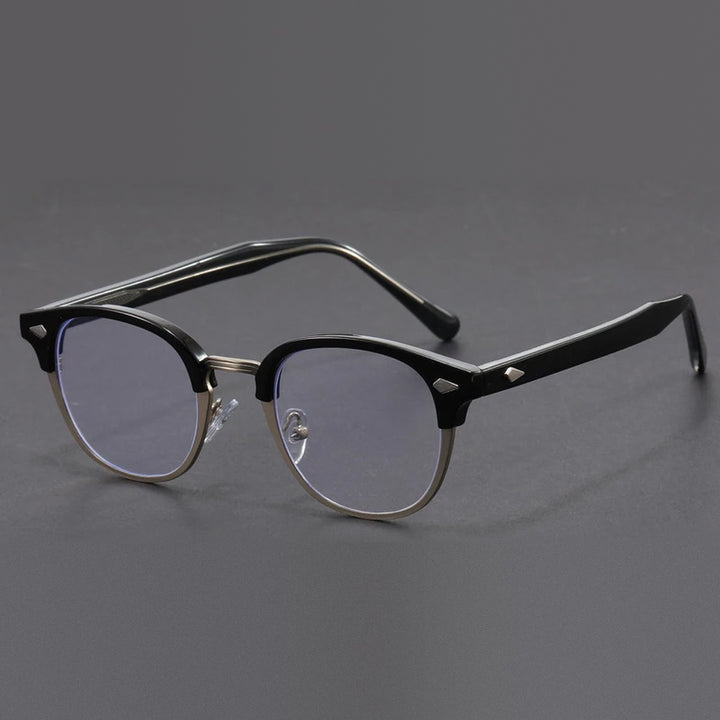 Vicky Unisex Full Rim Round Tr 90 Titanium Reading Glasses 10306 - 1030-black silver