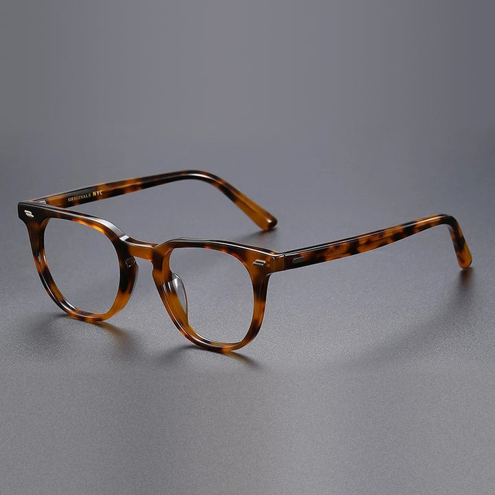 Vicky Unisex Full Rim Square Acetate Titanium Reading Glasses 756005 - 56005-black orange