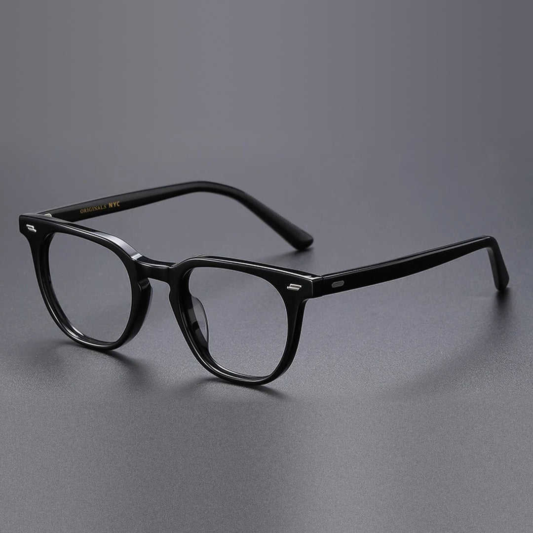 Vicky Unisex Full Rim Square Acetate Titanium Reading Glasses 756005 - 56005-BLACK