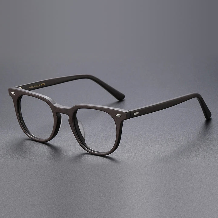 Vicky Unisex Full Rim Square Acetate Titanium Reading Glasses 756005 - 56005-BROWN