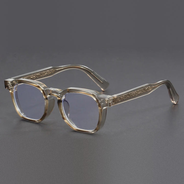 Vicky Unisex Full Rim Square Brow Line Acetate Reading Glasses 527499 - 527-transparent gree
