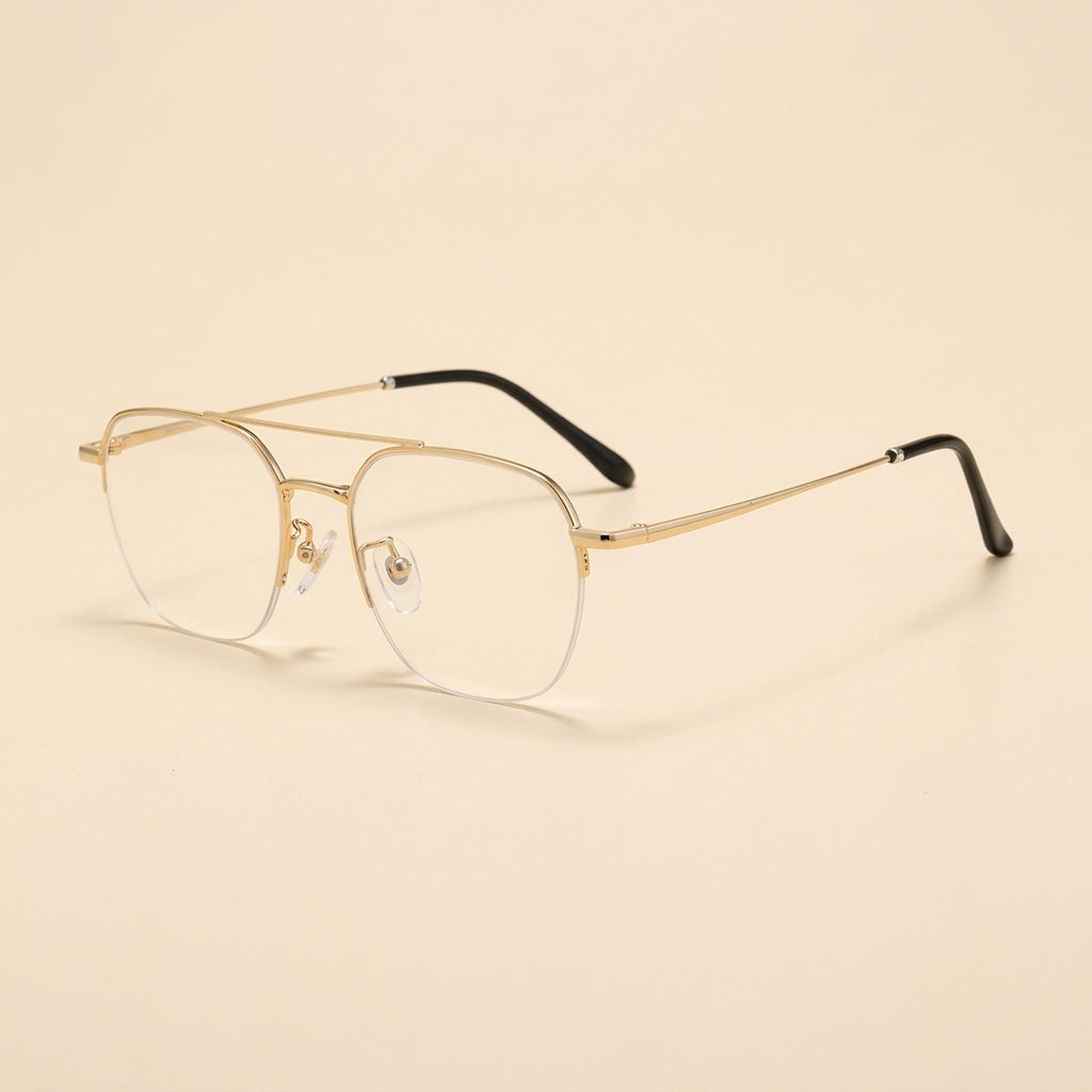 Vicky Unisex Full Rim Square Double Bridge Titanium Reading Glasses 517052