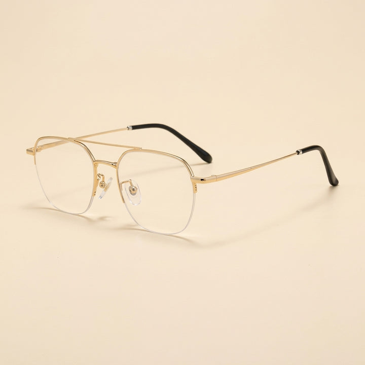 Vicky Unisex Full Rim Square Double Bridge Titanium Reading Glasses 517052