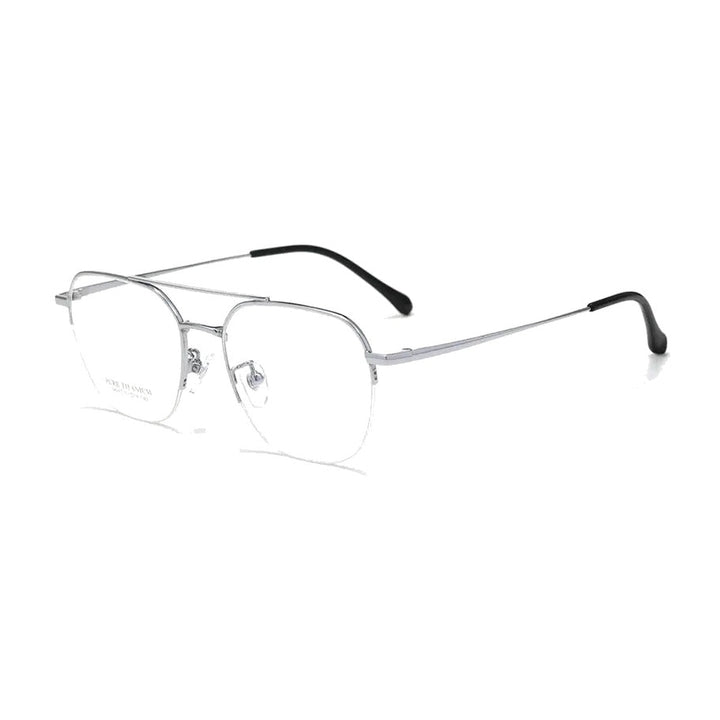 Vicky Unisex Full Rim Square Double Bridge Titanium Reading Glasses 517052 - JP052-C3