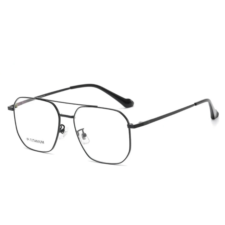 Vicky Unisex Full Rim Square Double Bridge Titanium Reading Glasses 698434 - 98434-black