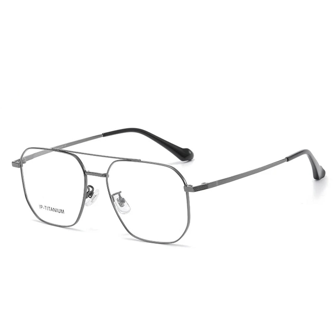 Vicky Unisex Full Rim Square Double Bridge Titanium Reading Glasses 698434 - 98434-grey