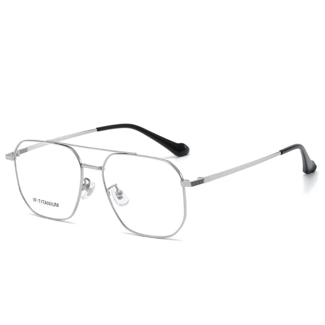 Vicky Unisex Full Rim Square Double Bridge Titanium Reading Glasses 698434 - 98434-silver