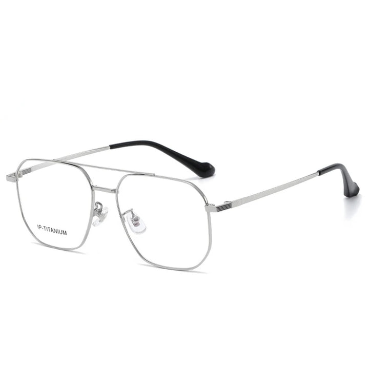 Vicky Unisex Full Rim Square Double Bridge Titanium Reading Glasses 698434 - 98434-silver