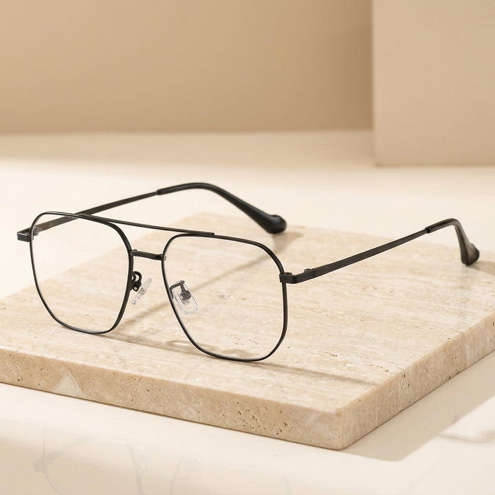 Vicky Unisex Full Rim Square Double Bridge Titanium Reading Glasses 698434