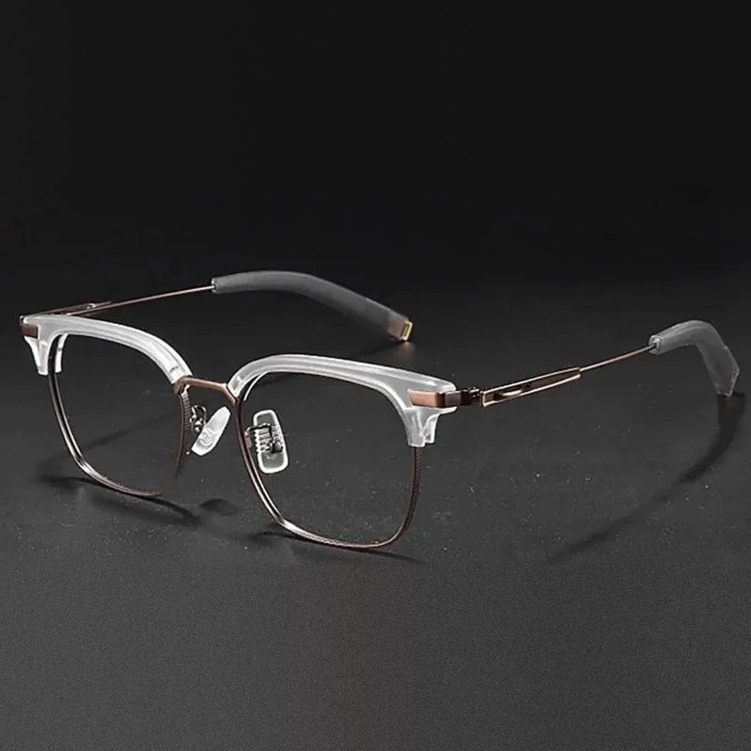 Vicky Unisex Full Rim Square Titanium Acetate Reading Glasses 814107 - SS-107-Transparent