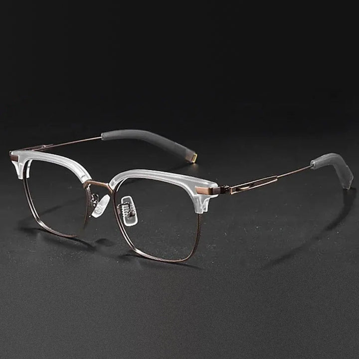 Vicky Unisex Full Rim Square Titanium Acetate Reading Glasses 814107 - SS-107-Transparent