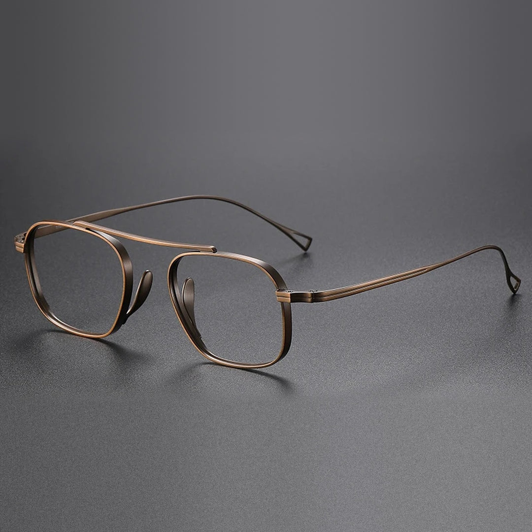 Vicky Unisex Full Rim Square Titanium Reading Glasses 49501 - KMN9501-brown