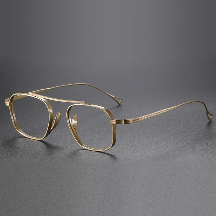 Vicky Unisex Full Rim Square Titanium Reading Glasses 49501 - KMN9501- gold