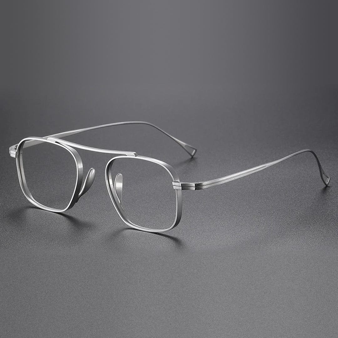 Vicky Unisex Full Rim Square Titanium Reading Glasses 49501 - KMN9501-silver