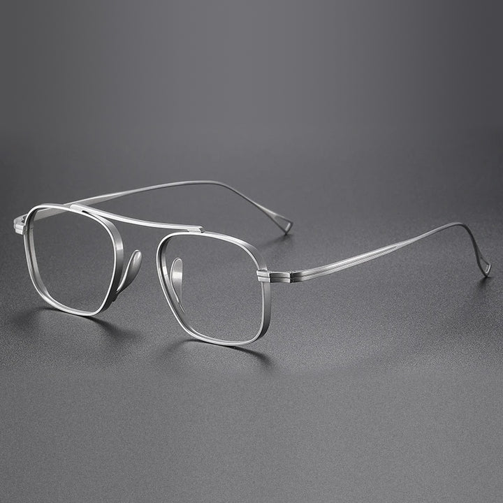 Vicky Unisex Full Rim Square Titanium Reading Glasses 49501 - KMN9501-silver