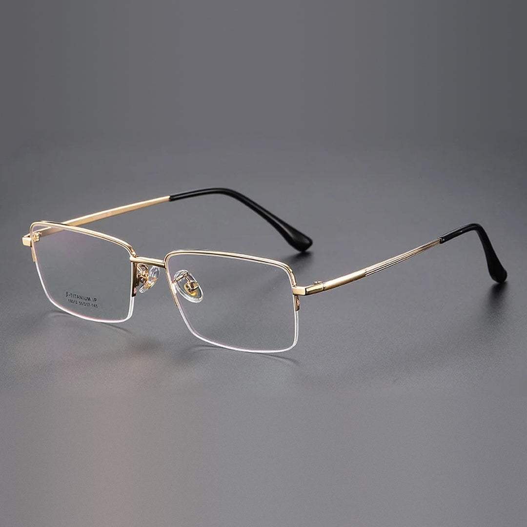 Vicky Unisex Semi Rim Square Titanium Reading Glasses 18012 - 18012- gold