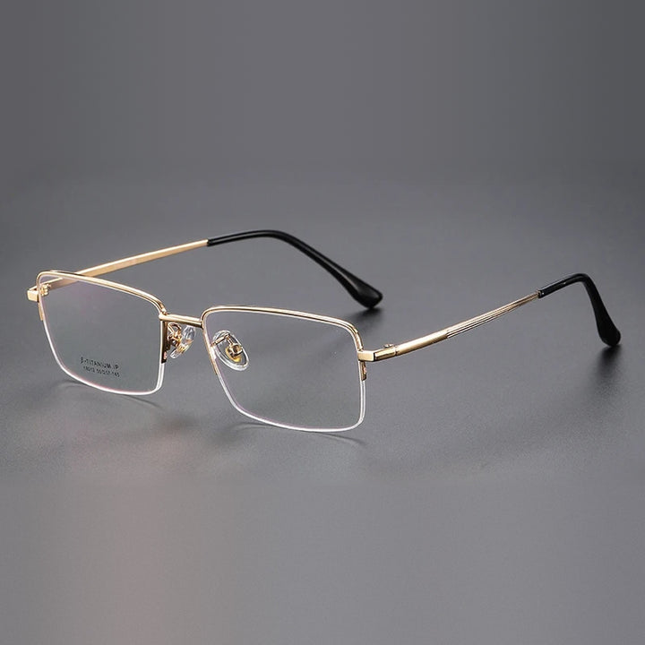Vicky Unisex Semi Rim Square Titanium Reading Glasses 18012 - 18012- gold