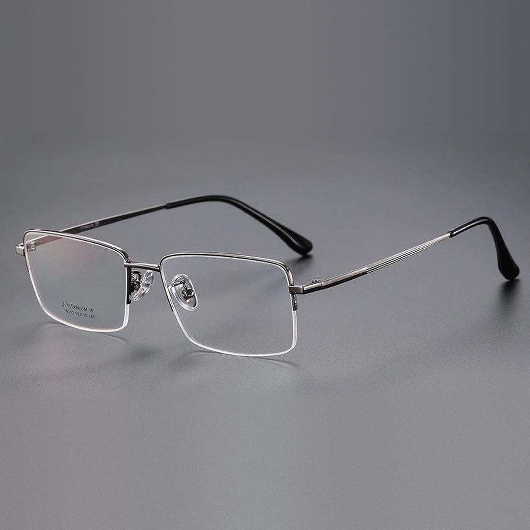 Vicky Unisex Semi Rim Square Titanium Reading Glasses 18012 - 18012-gray