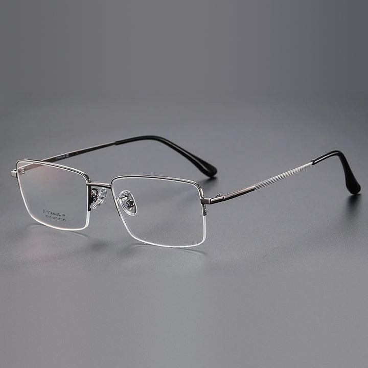 Vicky Unisex Semi Rim Square Titanium Reading Glasses 18012 - 18012-gray