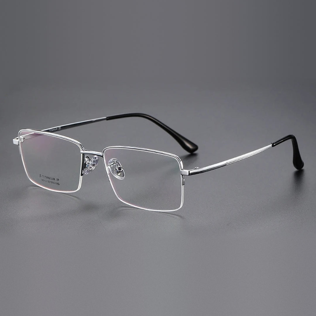 Vicky Unisex Semi Rim Square Titanium Reading Glasses 18012 - 18012-silver
