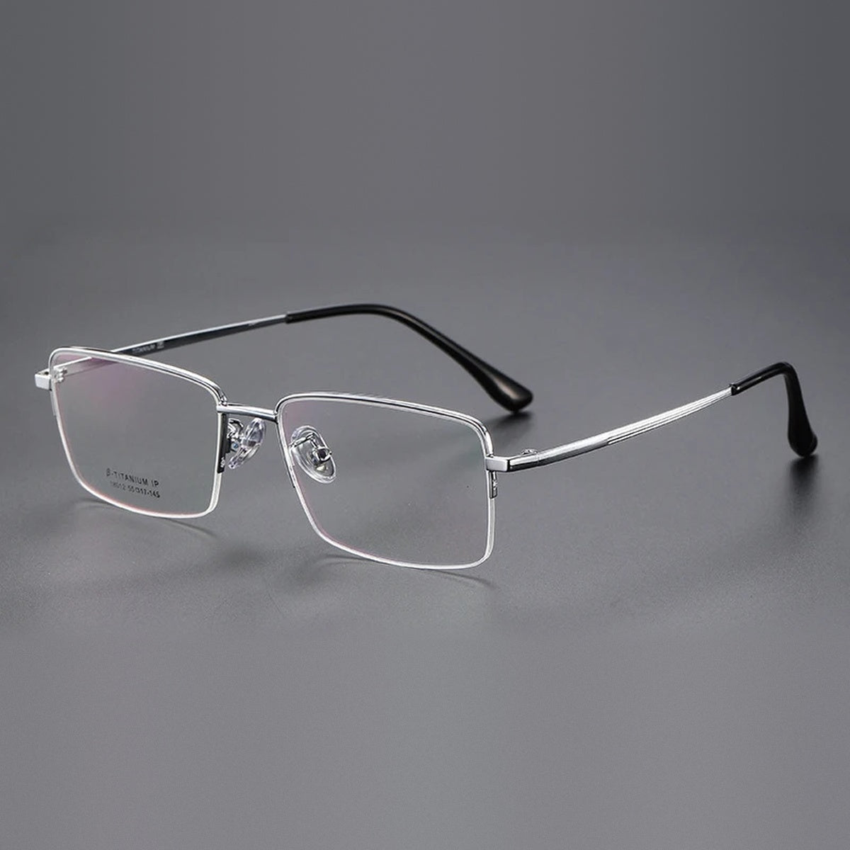 Vicky Unisex Semi Rim Square Titanium Reading Glasses 18012 - 18012-silver