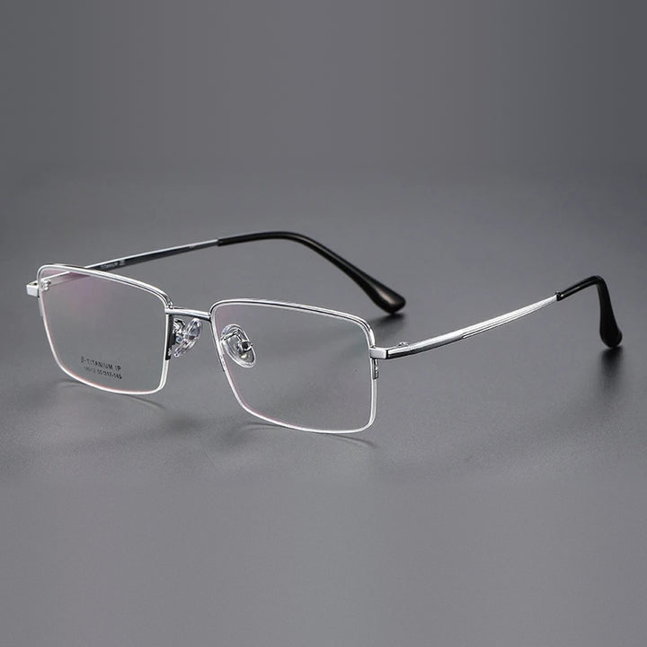 Vicky Unisex Semi Rim Square Titanium Reading Glasses 18012 - 18012-silver
