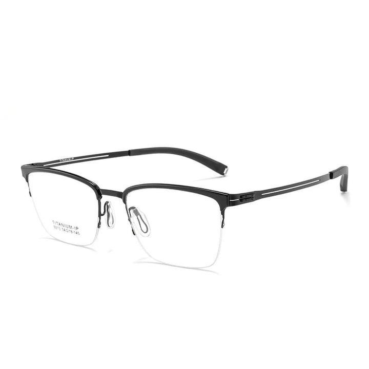 Vicky Unisex Semi Rim Square Titanium Reading Glasses 628813 - C8813T-BLACK