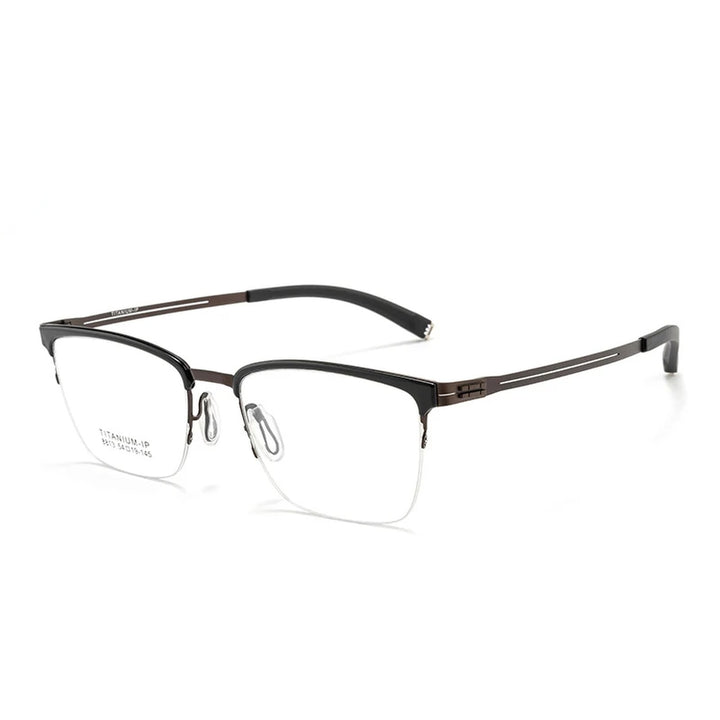 Vicky Unisex Semi Rim Square Titanium Reading Glasses 628813 - C8813T-BLK-BRN