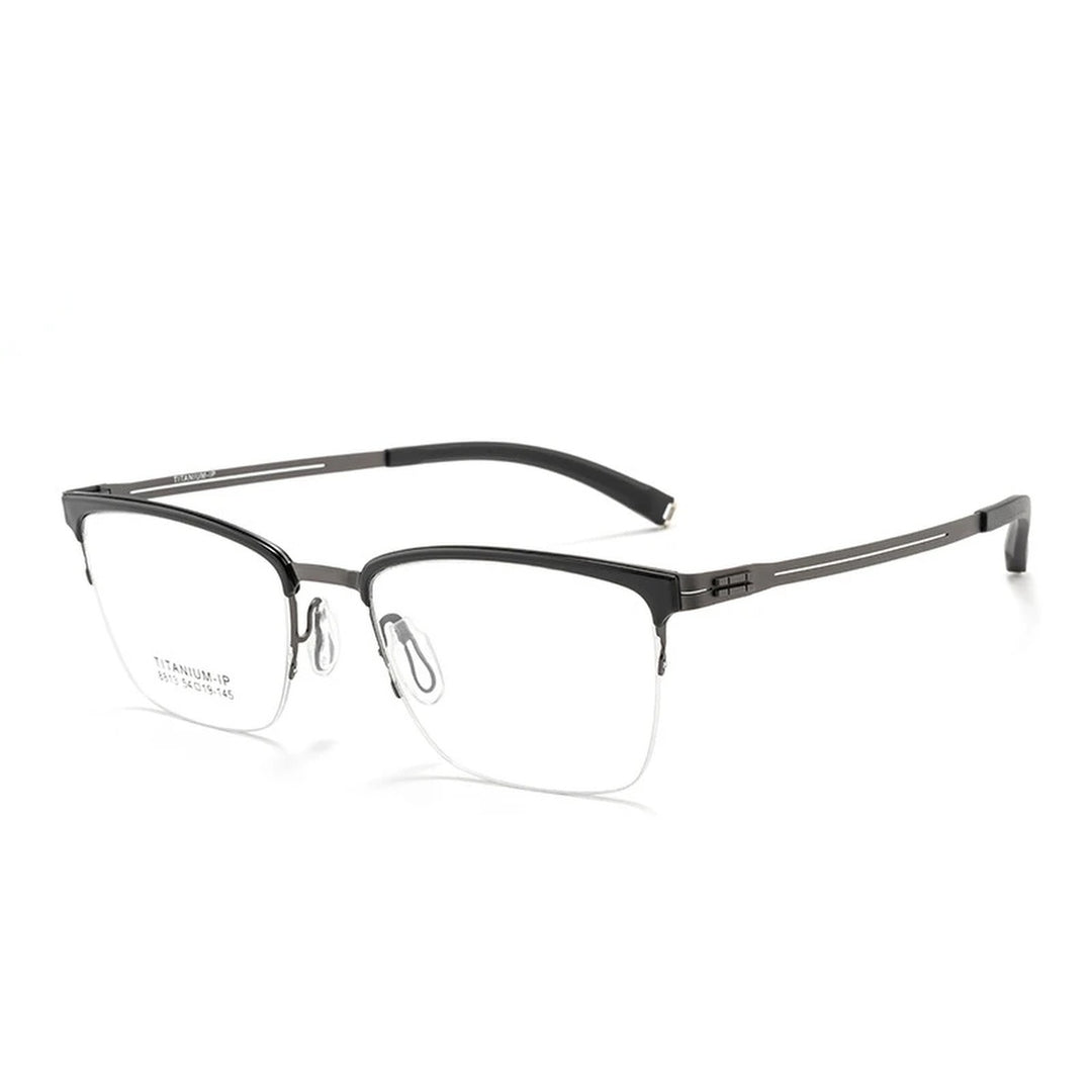 Vicky Unisex Semi Rim Square Titanium Reading Glasses 628813 - C8813T-BLK-GRAY