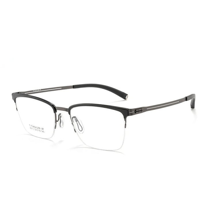 Vicky Unisex Semi Rim Square Titanium Reading Glasses 628813 - C8813T-BLK-GRAY