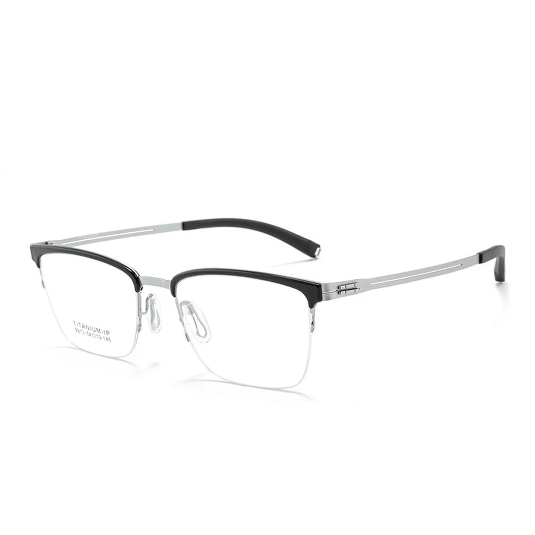 Vicky Unisex Semi Rim Square Titanium Reading Glasses 628813 - C8813T-BLK-SLV
